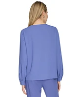 Calvin Klein Women's Long Sleeve V-Neck Blouse