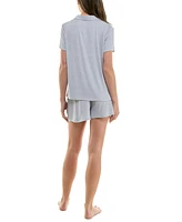 Roudelain Women's Ribbed Short-Sleeve Henley Pajama Set
