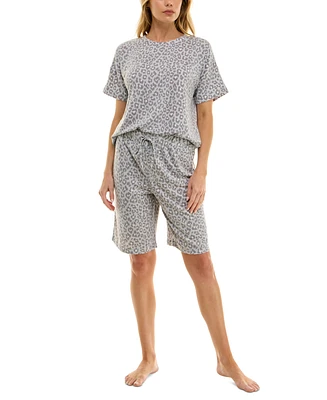 Roudelain Women's Printed Butter-Knit Bermuda Pajama Set