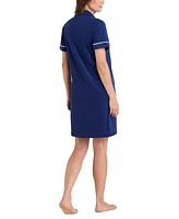 Miss Elaine Women's Short-Sleeve Solid Short Zip Robe