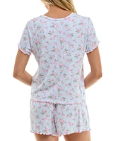 Roudelain Women's Printed Pointelle Short Pajama Set