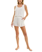 Roudelain Women's Ruffled Pointelle Short Pajama Set