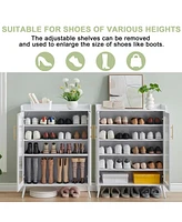 gaomon Shoe Cabinet with Glass Doors, 5-Tier Entryway Shoe Organizer Storage Rack with Large Capacity and Adjustable Shelves for Hallway, Living Room,