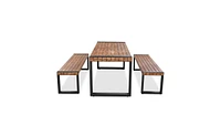 Slickblue 3-pieces Outdoor Dining Table With 2 Benches For Outdoor & Indoor