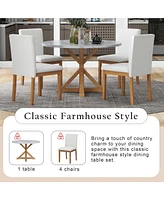 Slickblue 5-Piece Farmhouse Style Dining Table Set with Chairs for Elegant and Rustic Dining Experience