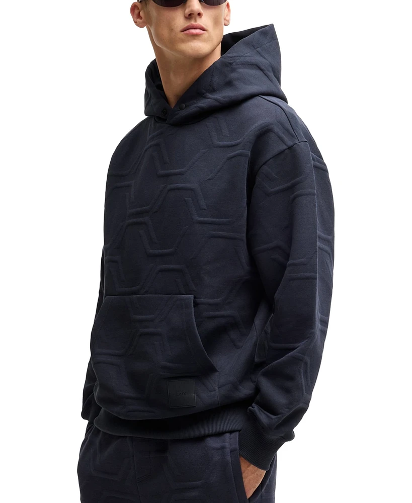 Boss by Hugo Men's Hexagonal Quilting Relaxed-Fit Hoodie