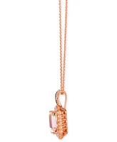 Le Vian Peach Morganite (1-1/2 ct. t.w.) & Diamond (1/3 ct. t.w.) Halo Adjustable 20" Pendant Necklace in 14k Rose Gold