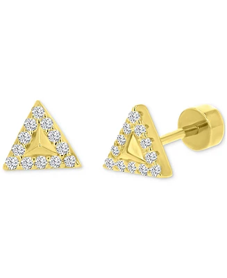 Cubic Zirconia Triangle Stud Earrings (1/4 ct. t.w.) in 14k Gold-Plated Sterling Silver