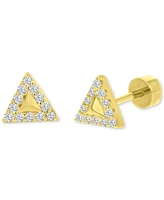 Cubic Zirconia Triangle Stud Earrings (1/4 ct. t.w.) in 14k Gold-Plated Sterling Silver