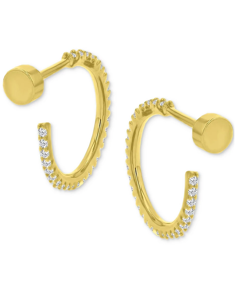 Cubic Zirconia Small Hoop Earrings (1/2 ct. t.w.) in 14k Gold-Plated Sterling Silver, 0.62"