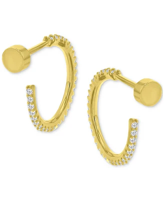 Cubic Zirconia Small Hoop Earrings (1/2 ct. t.w.) in 14k Gold-Plated Sterling Silver, 0.62"