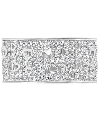 Heart Detail Cubic Zirconia Band Ring (2-1/5 ct. t.w.) Sterling Silver