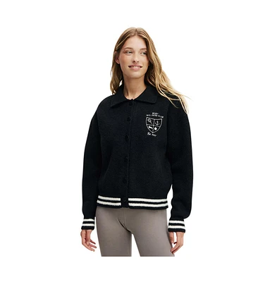 Cotton On Women's Active Knitted Graphic Bomber