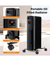 Oil Radiant Heater with Adjustable Thermostat Remote Overheat & Tip-Over Protection