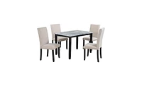 Slickblue Faux Marble 5-Piece Dining Set Table with 4 Thicken Cushion Dining Chairs Home Furniture