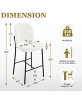 Dyhome Bar Stools Set of 4, 28 Inches Modern Counter Height Bar Stools with High Back Metal Legs, Upholstered Tall Barstools for Kitchen Island, Cafe,