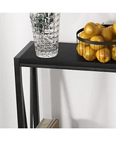 gaomon Side Table Entryway Table 2-Tier Console Table with Storage Narrow Sofa Table with V Design 43" Industrial Console Table for Hallway Entryway L