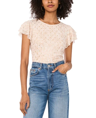 Vince Camuto Women's Crew-Neck Ruffle-Short-Sleeve Top