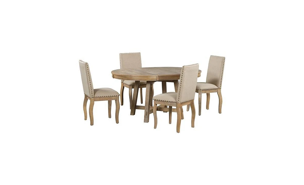 Slickblue 5-Piece Farmhouse Dining Table Set with Chairs for Stylish and Comfortable Dining