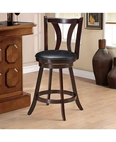 Gymax Set of Swivel Bar stool 24'' Counter Height Leather Padded Dining Kitchen Chair