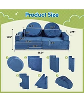 Slickblue 14 pcs Kids Sofa Modular Play Couch Convertible Toddlers Set