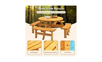 Slickblue 8-Person Wooden Picnic Table for Spacious and Comfortable Outdoor Dining