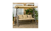 Slickblue 3-Seat Outdoor Porch Swing with Cushions for Comfortable Relaxation and Patio Enjoyment