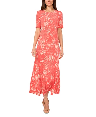 Vince Camuto Women's Printed Elbow-Sleeve Maxi Dress