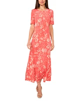 Vince Camuto Women's Printed Elbow-Sleeve Maxi Dress