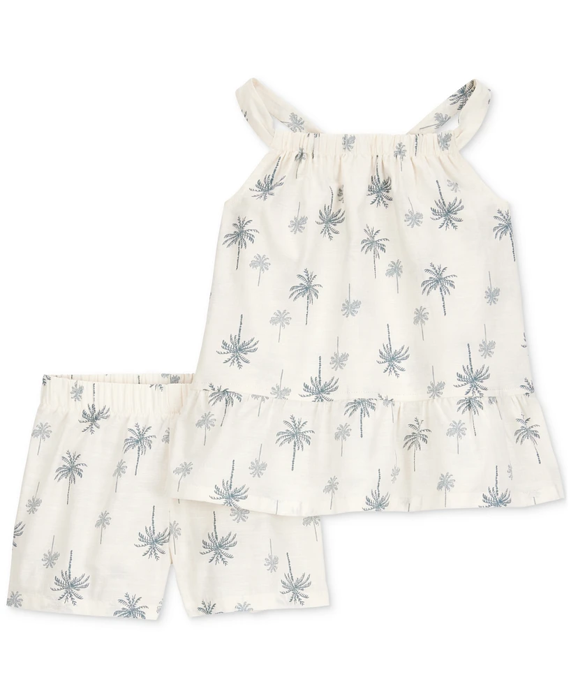 Carter's Toddler Girls Cotton Palm Tree Floral Top & Shorts, 2-Piece Set