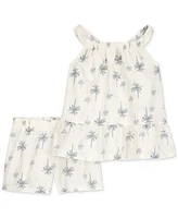 Carter's Toddler Girls Cotton Palm Tree Floral Top & Shorts, 2-Piece Set