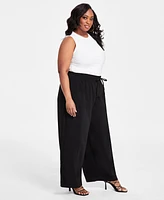 Nina Parker Plus Drawstring-Waist Wide-Leg Pants