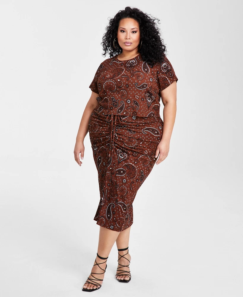 Nina Parker Plus Textured Paisley-Print Top