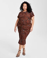 Nina Parker Plus Textured Paisley-Print Top