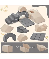 gaomon Kids Modular couch, 7-Piece Foam Climbing Blocks Playset for Toddlers, Soft Indoor Activity Set with Slide, Stairs, and Ramp for Climbing and C