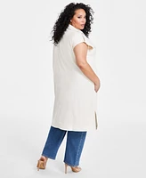 Nina Parker Plus Clasp-Front Duster Vest