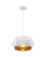 Possini Euro Design Desic 15" Modern Pendant Ceiling Light Fixture Dining Room Over Table Kitchen Island Foyer Geometric Hanging White Hallway Entrywa