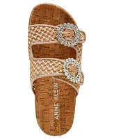 Anne Klein Women's Happy Double Band Embellished Buckle Footbed Sandals