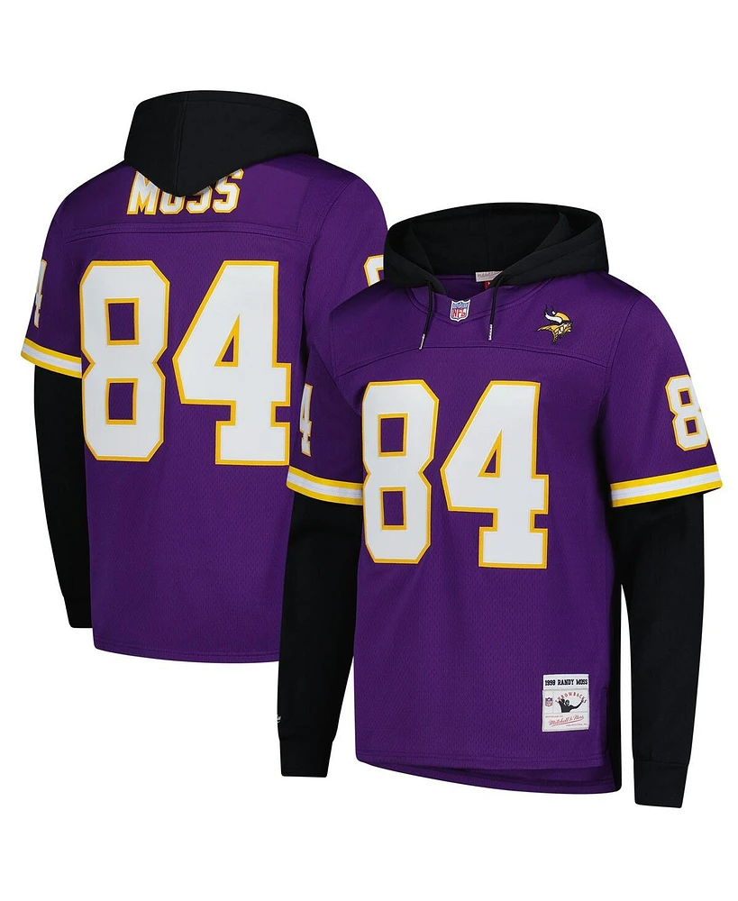 Mitchell & Ness Men's Randy Moss Purple Minnesota Vikings Player Name Number Hoodie Legacy Jersey