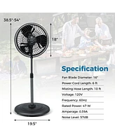 Costway 16" Oscillating Fan Misting Pedestal Fan with Hose Connector 3 Micro-Mist Levels