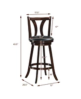 Gymax Set of Swivel Bar stools 29.5" Bar Height Chairs with Rubber Wood Legs