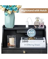 Slickblue Two-Drawer Bedside Table with Compartments for Organized Bedroom Storage and Convenient Access