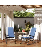 Outsunny Outdoor Rocking Chairs Set of 2, Folding Rocker Set,