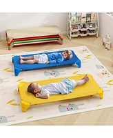 Costway 6 Pack Stackable Daycare Cots with Easy Lift Corners Heavy-Duty Metal Frame Kids