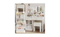 Slickblue Fashion Vanity Desk with Mirror and Lights for Stylish Bedroom and Makeup Station