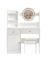 Slickblue Fashion Vanity Desk with Mirror and Lights for Stylish Bedroom and Makeup Station