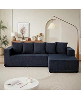 Boyel Living Chenille L Shaped Sectional Sofa Setminimalist Style Modular Sectional Sofa With Foot Pads Luxury Chenille Fabric Cloud Couch For Living Room Blue