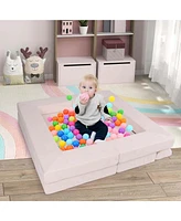 Costway Kids Modular Play Couch Set with Suede Fabric Cover High-Density Foam
