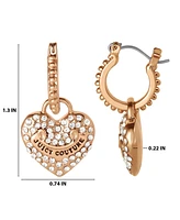 Juicy Couture Gold-Tone Heart Charm Hoop Earrings with Crystal Accents