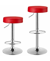 Gymax 4PCS Adjustable Swivel Bar Stool Pu Leather Kitchen Counter Bar Chairs
